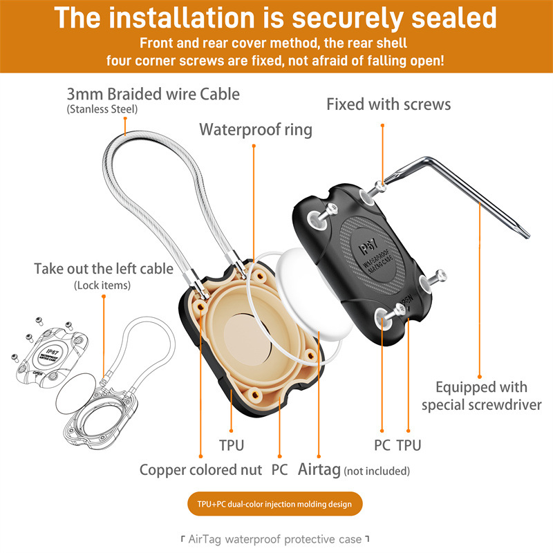 Airtag Holder with Wire Cable, - Chain Lock Combination บทวิจารณ์และราคา